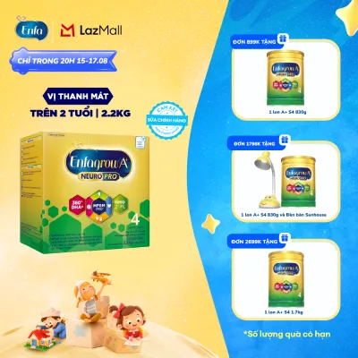 [CHỈ TỪ 15-17/08 MUA LÀ CÓ QUÀ] Sữa bột Enfagrow A+ NeuroPro 4 2.2kg với DHA giúp phát triển não bộ cho trẻ từ 2-6 tuổi