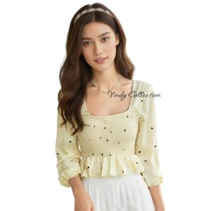 BLOUSE KERUT CORAK LOVE IMPORT BANGKOK (Ld 80-88cm)