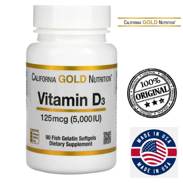 California Gold Nutrition, Vitamin D3, 125 mcg (5,000 IU), 90 / 360 ...