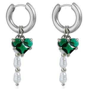 Irregular Shaped Imitation Pearls Earrings Set Romance Heart Design Layering Chain For Casual Style