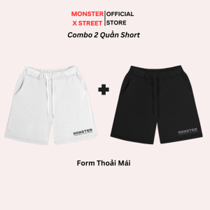 (Combo 2 Quần Short thun) Monster-Signature vải Da Cá dáng xuông thoải mái Bản Nâng Cấp Monster x Street