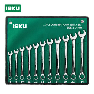 ISKU Kunci Ring Pas Set 11pcs CR-V Combination Wrench/Kunci Pas Set 8-24mm Universal Wrench Set