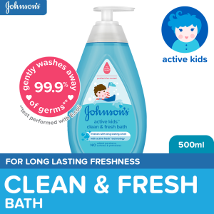 Johnsons Active Kids Clean & Fresh Bath 500ml - Baby Essentials Baby Care Kids Wash Kids Body Wash