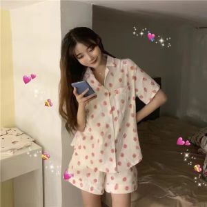 Japanese Style Cartoon Rilakkuma 2025 New Summer Pajamas for Women Cardigan Short Sleeve Plus Size Cute Loungewear for Summer