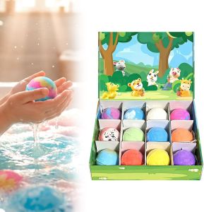 Ocean Toy Bath Salt Ball Sleeve Bath Bombs 2026 Upgraded 12-Pack Bath Gift Colorful Bubble Bath Bombs Collection Easter Basket Stuffers Easter Egg Fillers (Blue)