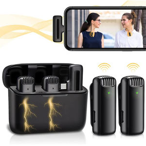 ไมค์ไร้สายหนีบเสื้อ 2IN1 Wireless Lavalier Microphone With Charging Case สำหรับ iPhone/Android และกล้องโน้ตบุ๊ค Live Gaming Mic (มาตรฐานสำหรับสื่อสารเสียง)