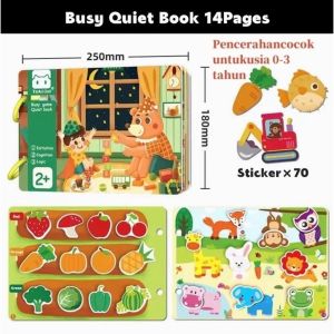 Buku Anak Mainan Edukasi Belajar DIY Aktivitas Kids Montessorri Activity Education Quiet Busy Book 14 n 30 Pages Halaman