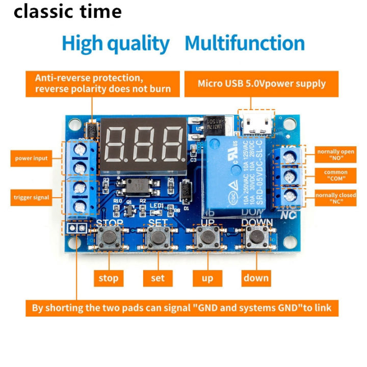 DC 6 30V LED Light Digital Time Delay Relay Trigger Cycle Timer