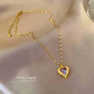 [Bayar Di Tempat] Kalung Titanium Wanita Liontin Permata Zirkon Anti Luntur / Kalung Titanium Wanita Anti Karat / Kalung titanium Wanita Korean Style / kalung titanium cewek anti karat dan luntur