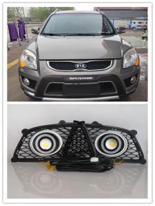 LED Fog Lights Assembly For KIA Sportage 2008 20019 2010 2011 2012 2013 Front Bumper Fog lamp Replacement Angel Eye Daylight
