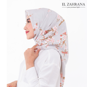 EL ZAHRANA HIJAB / JILBAB SEGI EMPAT  PREMIUM MOTIF BUNGA SAKURA