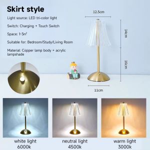 Yowxii 3Color Table Lamp Shade Bedroom Night Light Luxury Desk Lamp Fairy Lights