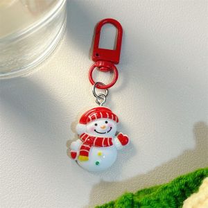 Yadou dễ thương người đàn ông bánh gừng giáng sinh Keychain với mũ ông già Noel và dây nơ mặt treo hoạt hình đáng yêu cho ba lô hoặc túi