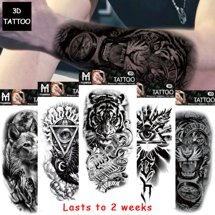 EREBEX Temporary Tattoo For Girls Men Women 3D Big Lion Face Tattoo Sticker  Size 21x15cm - 1pc,