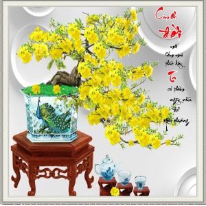 Tranh gạch 3d ốp tường hoa mai - 6788CV