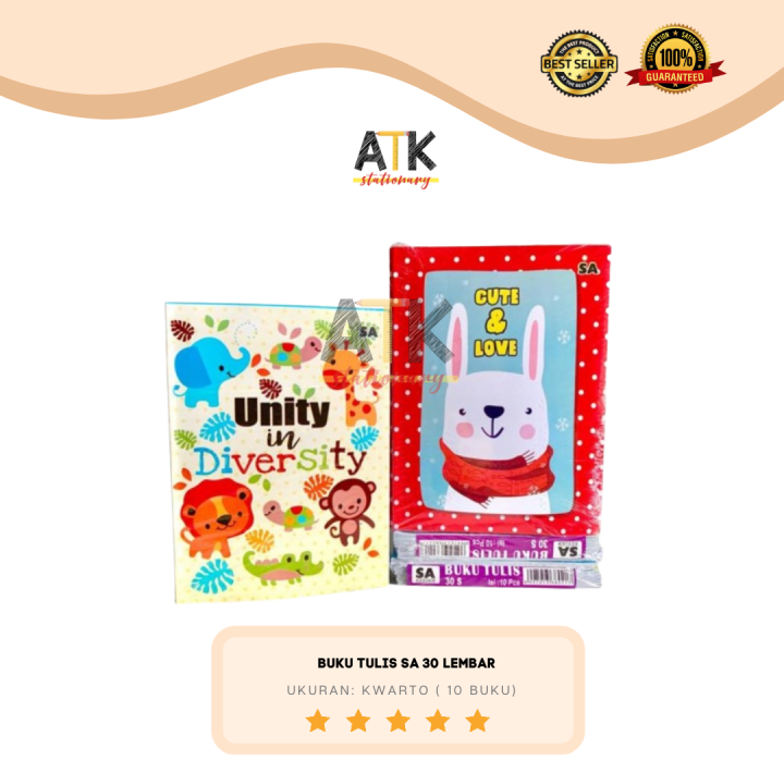 Buku Tulis 30 Lembar SA Murah , Buku Tulis Kwarto Murah ( 1 Pack ) atk