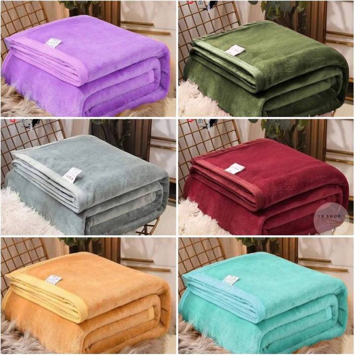 👏🤡ผ้าห่มนาโน เนื้อผ้านิ่มสีพื้น ขนาด 6 ฟุต เย็บขอบยางดี มีหลายสีให้ ...
