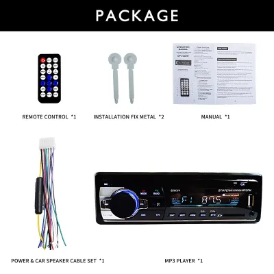 Car radio MP3 Android Auto Player Wireless Carplay 1 Din Stereo FM Audio Digital Bluetooth Transmitter Music USB SD with In Dash Slot AUX Input 12V Music 60Wx4 Remote Control Plug & Play Easy Installation