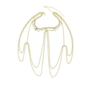 Multilayer Bridal Shoulder Body Chain Wedding Dress Collar Pendant Necklace Women Party Body Jewelry