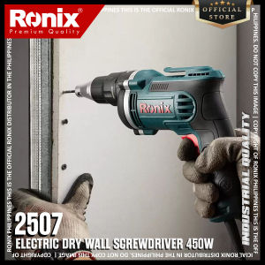 Ronix 2507 Electric Dry Wall Screwdriver 450W | Durable Motor Full Metal Gearbox Unique Design for Dry Wall Screwing Ergonomic Handle Variable Speed Anti-Dust Switch Automatic Clutch Forward/Reverse Rotation Hanger for Convenient Storage