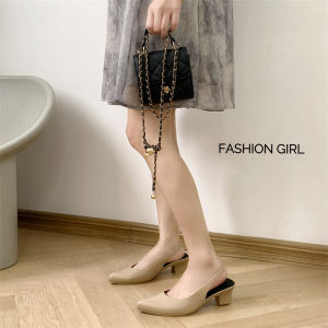 QKKshop รุ่นใหม่ แนะนำ รองเท้าส้นสูงแฟชั่น แบบสวม หัวแหลม มีสายรัดส้นด้วยนะ ปังไม่ไหว งานมาใหม่ วัสดุยางแก้ว นิ่ม ใส่สบาย โทนสีแต่งตัว แมทช์ลุคง่าย จะใส่ไปไหนก็เริ่ดดด