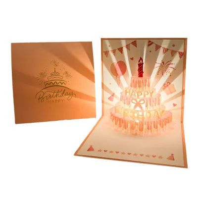 Musical and Light Musical Birthday Greeting Cards Led Hollow Paper Carving 3D Popup Greeting Card Birthday Surprise Unique Wedding Anniversary Greeting Card Birthday Party Supplies
