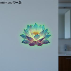 WP💓💛💖 Glow-In-The-Dark Lotus Toilet Stickers PVC Self-adhesive Removable Wall Sticker Luminous Effects Car Sticker Home Decor