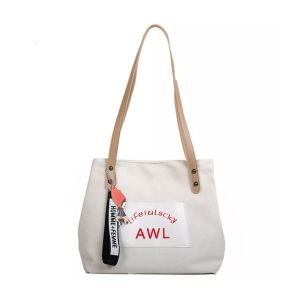 Tote Bag Wanita Cute Korean Style Canvas Pakai Resleting Kekinian Trendy