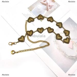 [COD] Abulaia Vintage Chain Belt Female Heart Metal Ladies Waist Punk Goth Belts For Women Thin Waistband Pant Accessory