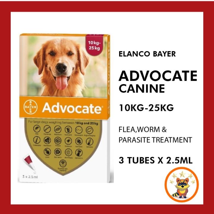 Elanco Bayer Advocate L 10kg-25kg Canine Dog (3 Tubes) Red 