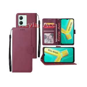 Casing Dompet Vivo Y03 Case Wallet Flip Cover Leather Premium Sarung Buku HP