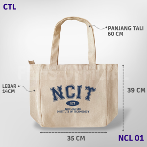 Totebag Kpop NCIT NCT Kanvas Tebal Premium Broken White Nudie Bags Penutup Resleting