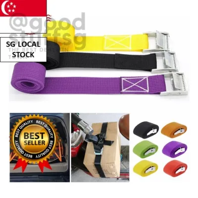 [SG FREE ] 1M 2M 3M Car Buckle Tie-Down Belt Cargo Straps Motorcycle Bike Luggage Bag Tow Rope Ratchet