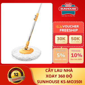 Bộ lau nhà xoay 360 SUNHOUSE KS-CL330S - Bông Microfiber - Hàng chính hãng