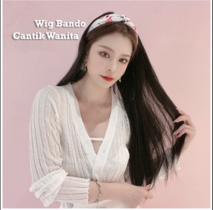 Wig Bando Cantik Wanita Simple Korean Version Long Straight Hair Wig Headband Hairclip Rambut Palsu