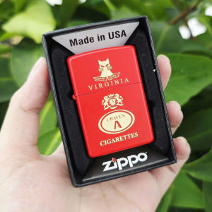 Bật Lửa Zippo Sơn Tĩnh Điện CRAVEN-A Màu Đỏ Đời K15 Đáy Vàng - Fullbox Có Tem Đỏ ( Tặng Đá Bấc) Hột Quẹt Xăng Đá Zippo