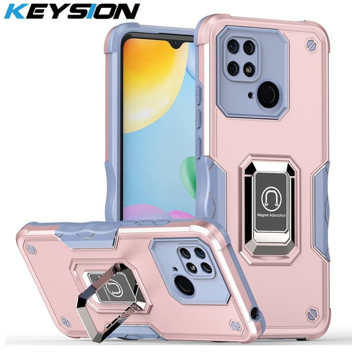 Keysion Shockproof Armor Case For Redmi 10c 10a 9 9a 9c Note 9 Pro 9s Ring Stand Phone Back 3435