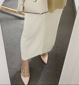 Rok Knit Pergelangan Tangan Maternity Ukuran Besar - Warna Solid Bahan Rajut Bernapas