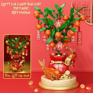 Bộ Lắp Ghép Lê Gô mô hình cây quất ngày tết có đèn và nhạc cực xinh và chất mẫu mới nhất 2024 có đèn LED hộp nhạc 8 âm