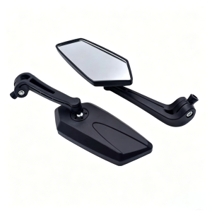 A pair of motorcycle side mirrors suitable for motorcycles electric bikes and bicycles. Adjustable high-definition wide field of vision foldable and universal.