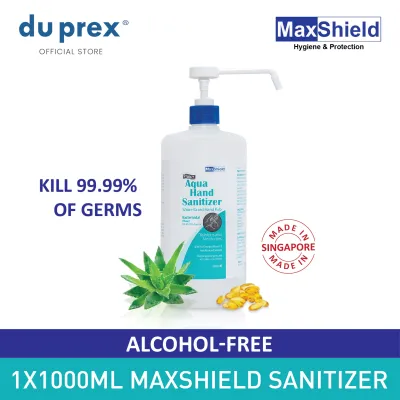 Maxshield Aqua Hand Sanitizer Alcohol Free (1 x 1000ml) / Kills 99.99% of germs / Suitable for children/ Made in Singapore