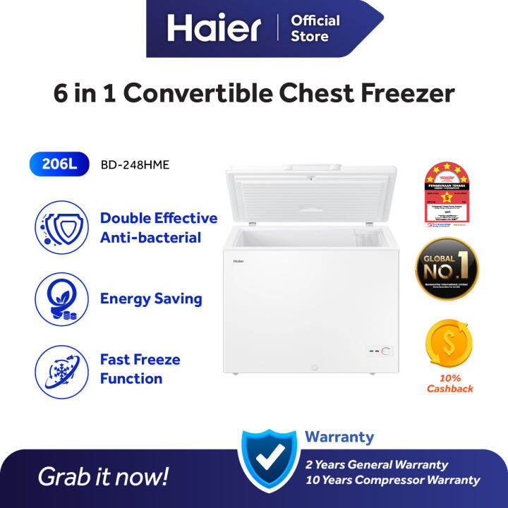 [5 star] Haier 200L Chest Freezer Antibacterial Convertible Freezer ...