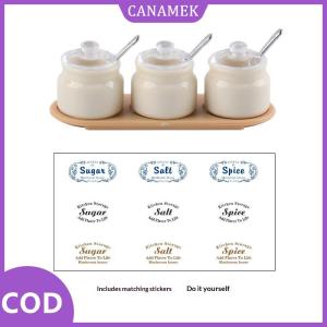 CANAMEK✨ 6 quy mô Dollhouse gia vị Jar mô hình thiết lập với thìa dán Mini nhà bếp lưu trữ container cho thực tế giả vờ Thời gian chơi trang trí nội thất