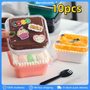 10pcs Plastic Cake Mousse Dessert Cup Yogurt Food Container With Clear Lid Melaleuca Mousse Pastry Cake Box Packing Box