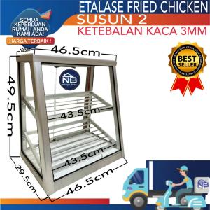 Etalase Warmer fried chicken ukuran 50x30x46cm Etalase kaca miring