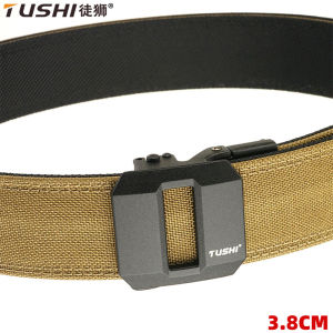 TUSHI Thắt lưng súng chiến thuật cứng cho nam giới Khóa tự động bằng kim loại Nylon dày Thắt lưng quân sự Cảnh sát Thắt lưng giản dị Thắt lưng IPSC Nam 2026