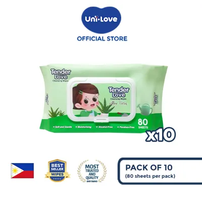 Tender Love New Aloe Vera Scent Cleansing Wipes 80s (Lady Aloe) Pack of 10