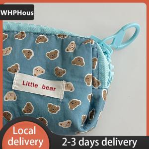 [COD] WHPHous Ship within 24 hours Cartoon Bear Cosmetic Storage Bag Women Winter Makeup Organizer With Big Zipper Stationery Bag Pencil Case 2024 Gift