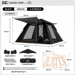 Camping Tent for 4/6/8 Person Automatic Tent Waterproof Outdoor Heavy Duty Tent Nature Hike Tent for Camping and Beaches