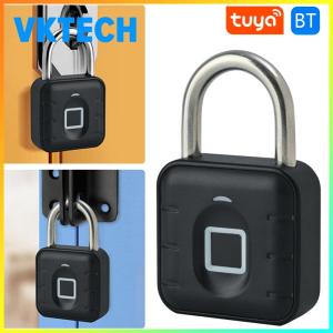Anti Theft Padlock Waterproof with Tuya APP Fingerprint Padlock Battery-powered for Cabinet Backpack Offices Bicycles